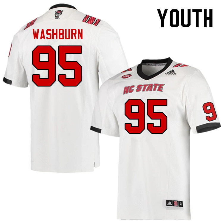 Youth #95 Andrew Washburn NC State Wolfpack College Football Jerseys Sale-White